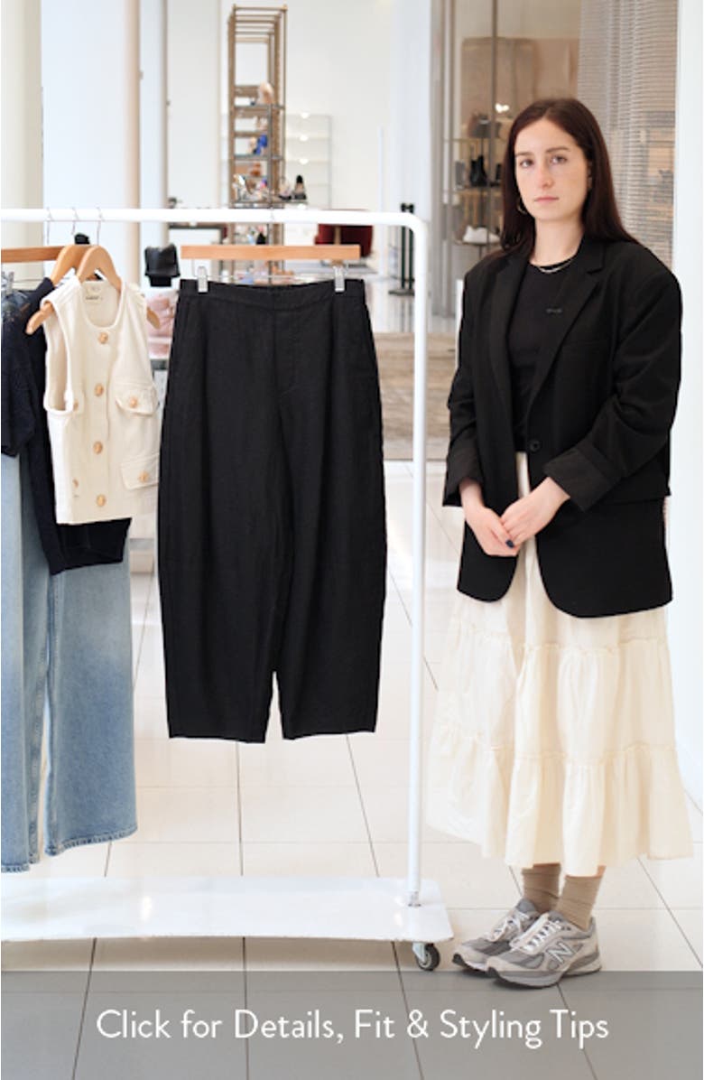 Barrel Leg Crop Linen Pants, sales video thumbnail