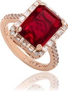 SUZY LEVIAN Emerald Cut Cubic Zirconia Halo Ring