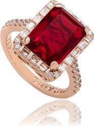 SUZY LEVIAN Emerald Cut Cubic Zirconia Halo Ring