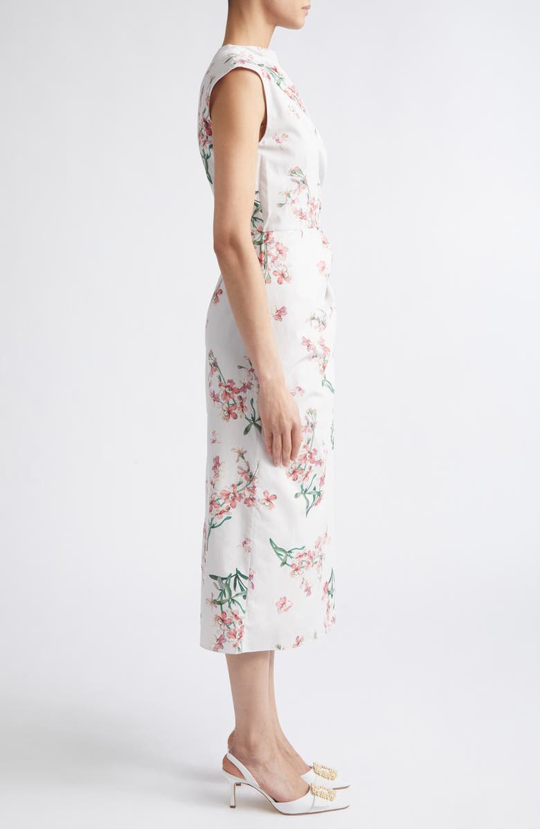 Erdem Floral Organic Cotton Midi Dress, Alternate, color, Painted Orchid Petal Pink