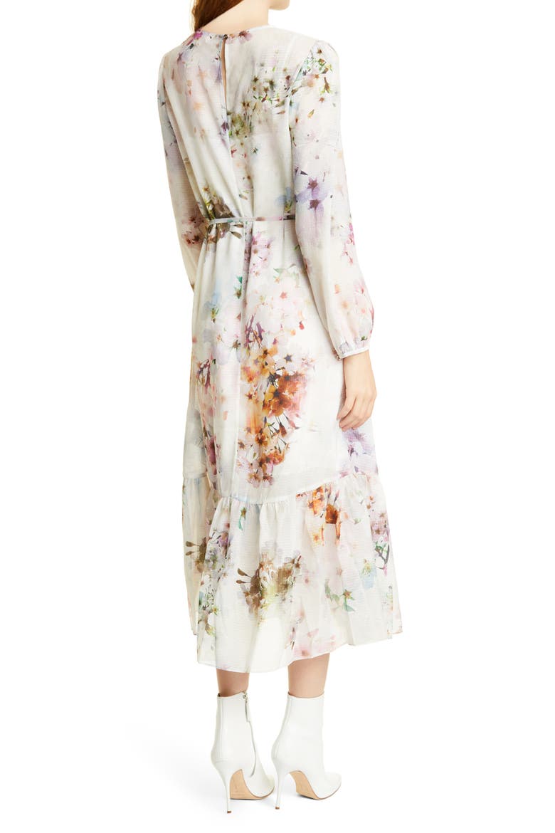Kally Vanilla Ruffle Hem Midi Dress, Alternate, color, WHITE
