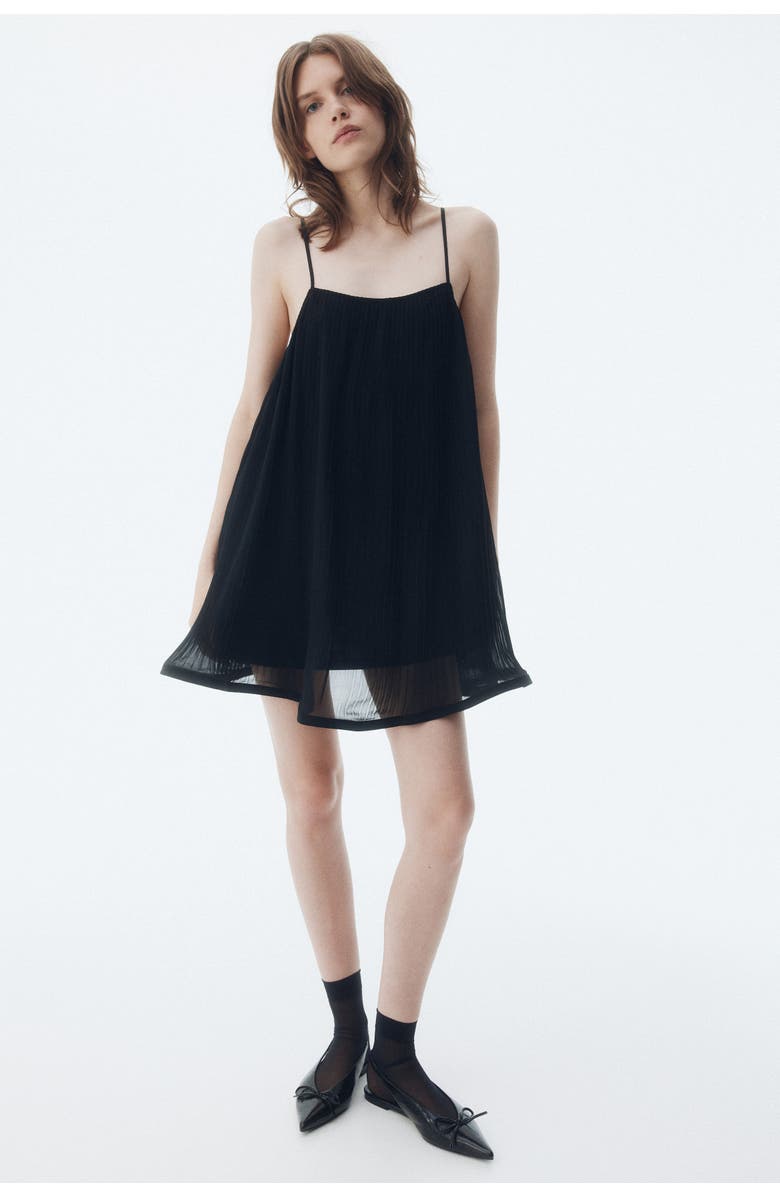 H&M Pleated camisole dress, Alternate, color, Black
