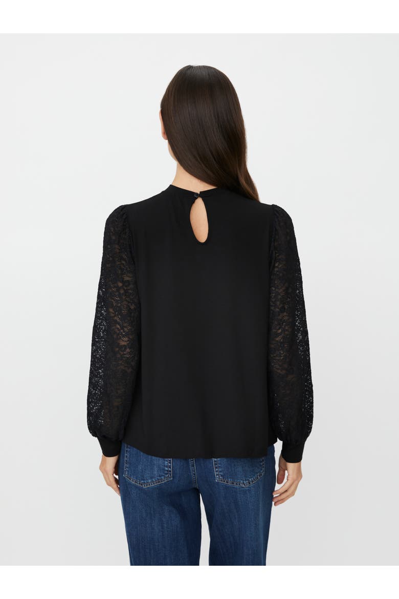 Mabravoria High Neck Lace Sleeve Blouse, Alternate, color, Black