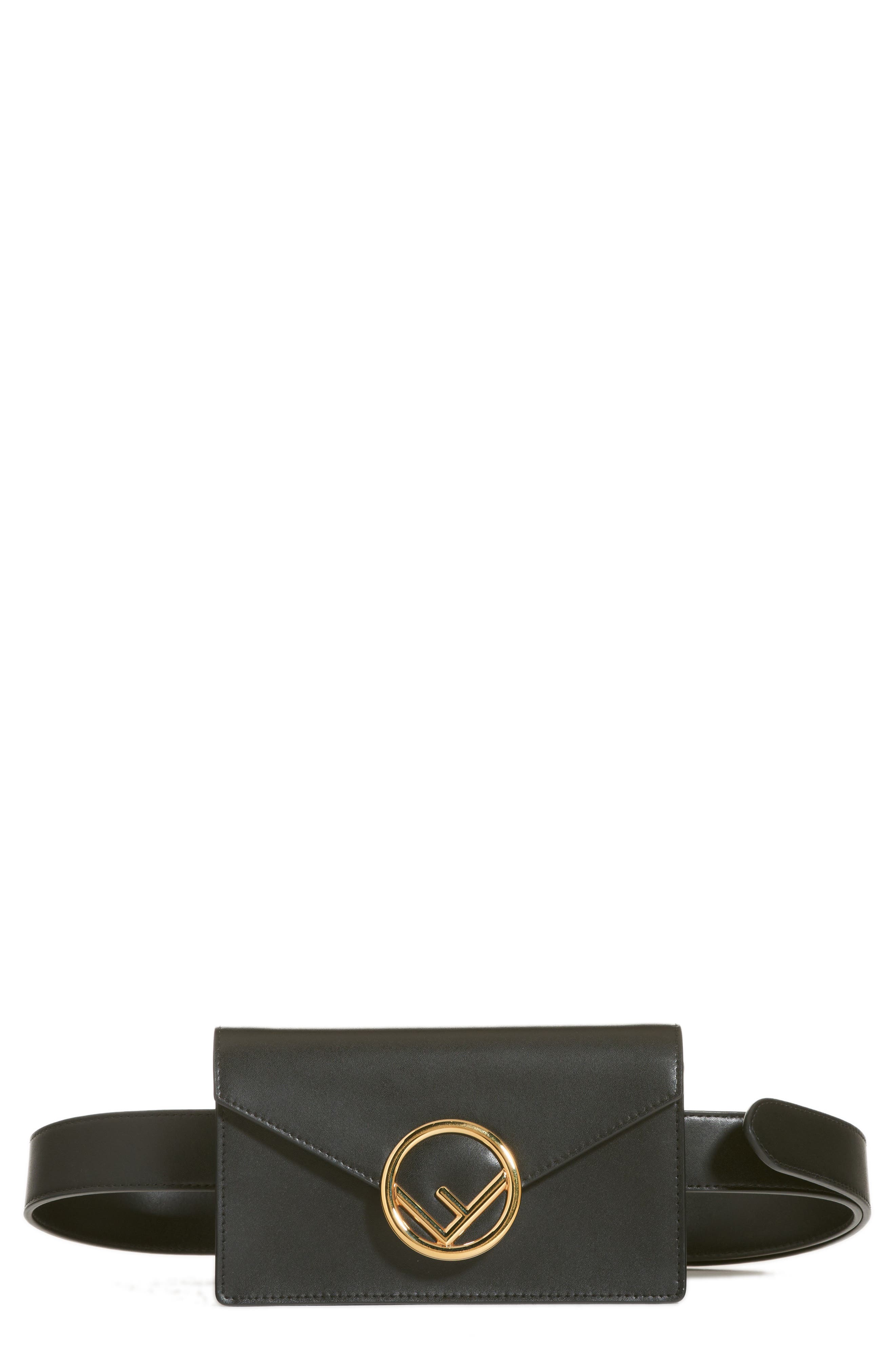 Fendi Liberty Logo Calfskin Leather Belt Bag, Main, color, 