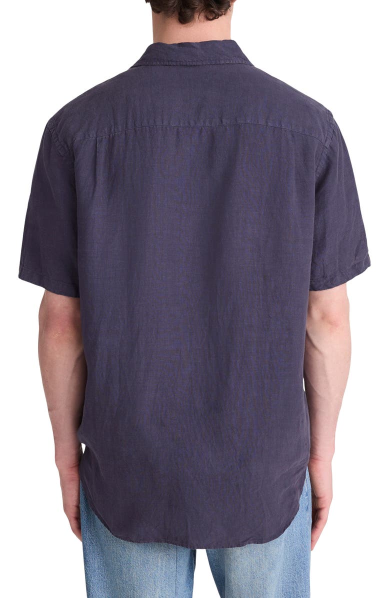 Madewell Short Sleeve Linen Shirt, Alternate, color, Ink
