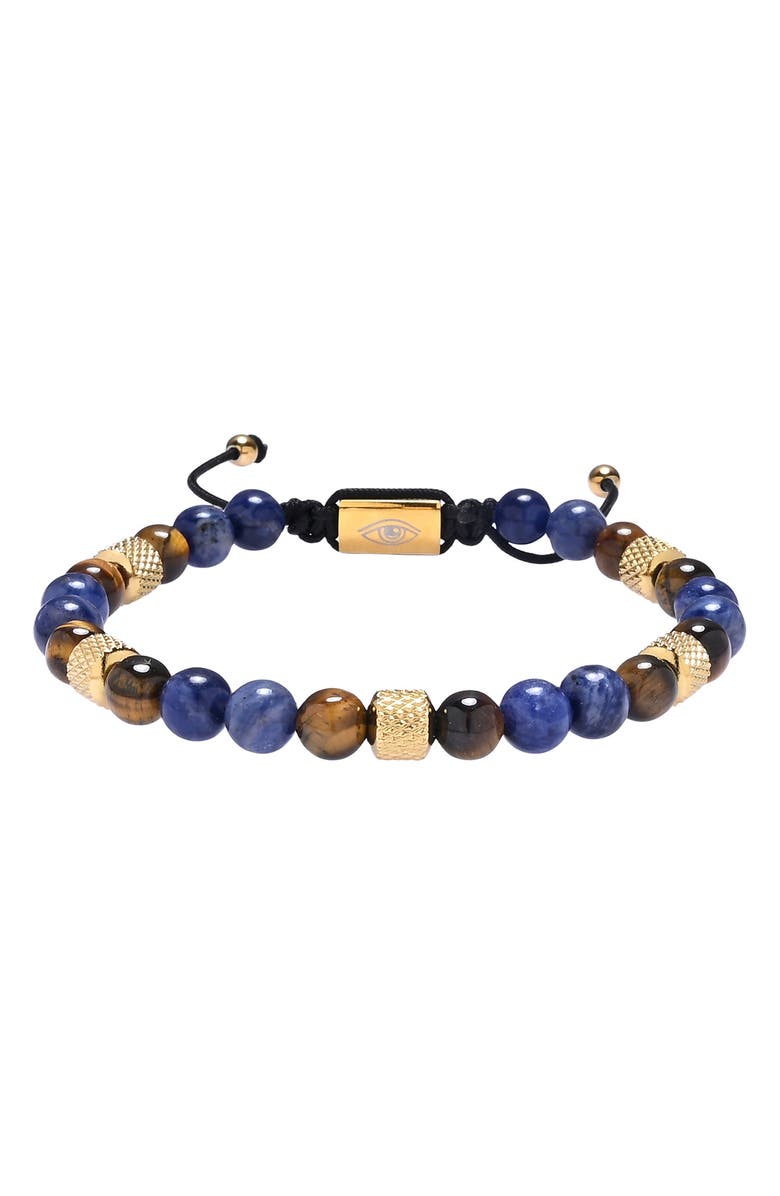 EYE CANDY LOS ANGELES Ezra Semiprecious Stone Beaded Slider Bracelet, Alternate, color, Gold
