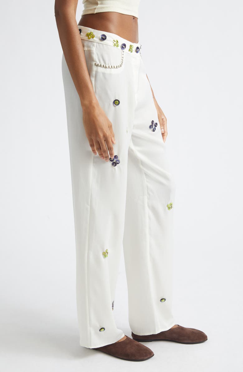 Siedrés Brity Embellished Low Rise Straight Leg Pants, Alternate, color, Ecru