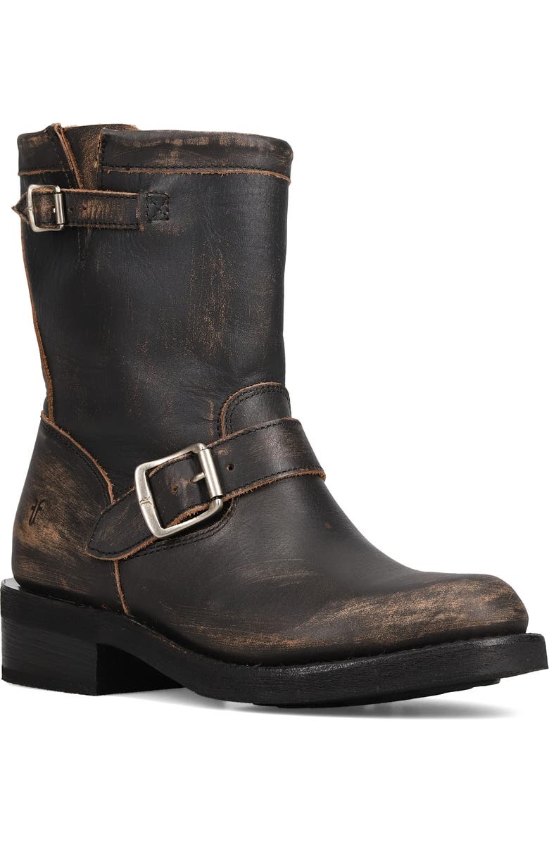 Frye Viv Short Engineer Boot, Main, color, Distressed Black