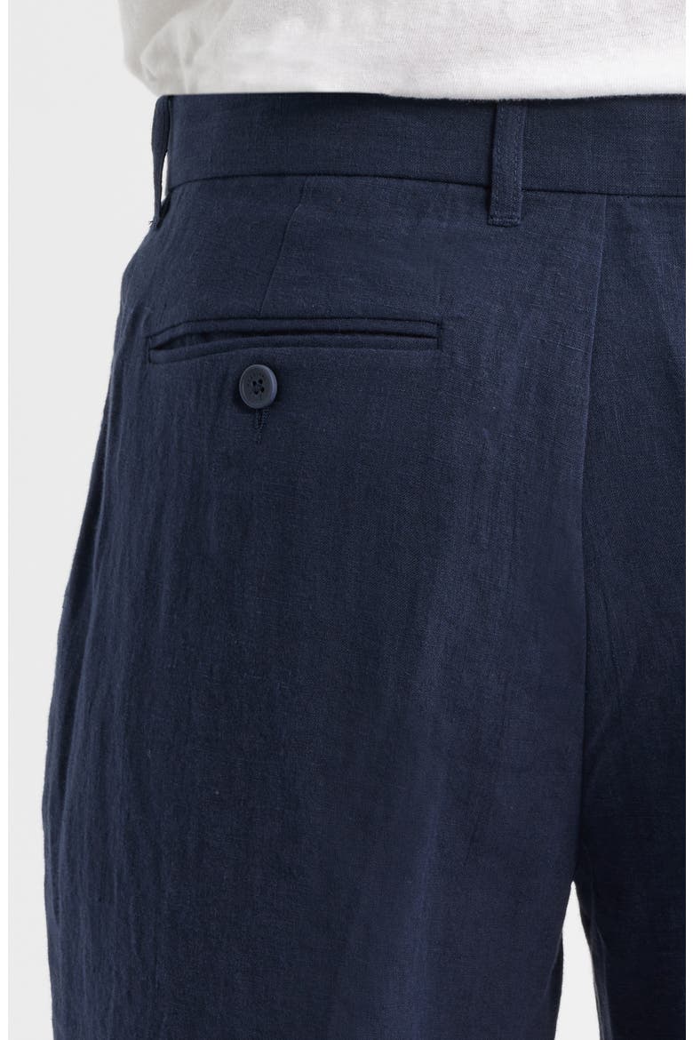 Flat Front Linen Chinos, Alternate, color, NAVY