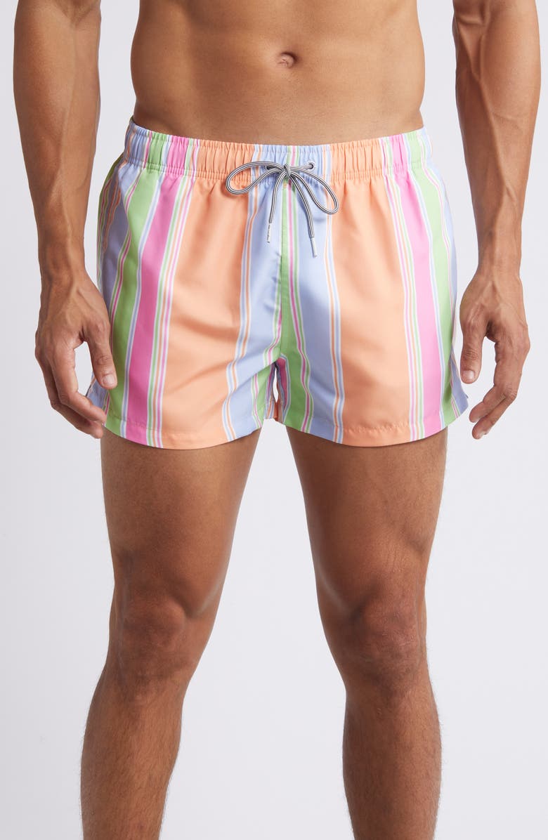 Boardies Citrus Stripe Shortie Swim Trunks, Main, color, 
