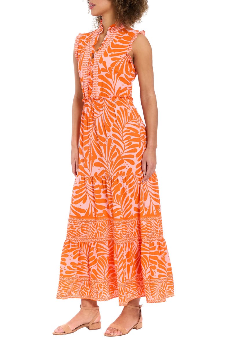 Ruffle Tiered Maxi Dress, Alternate, color, PINK/ ORANGE