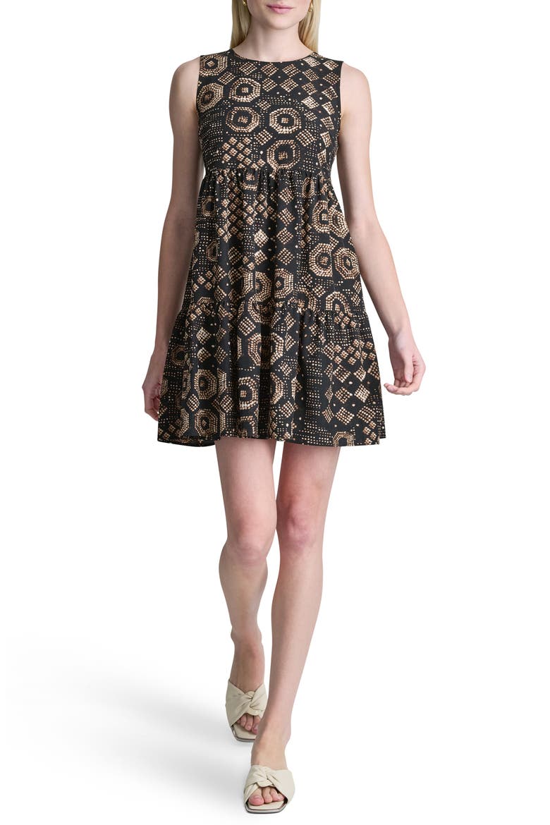 Commuter Sleeveless Swing Minidress, Main, color, BLACK MULTI