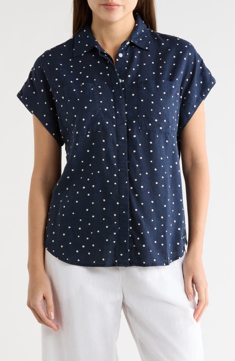 Double Pocket Linen Blend Camp Shirt