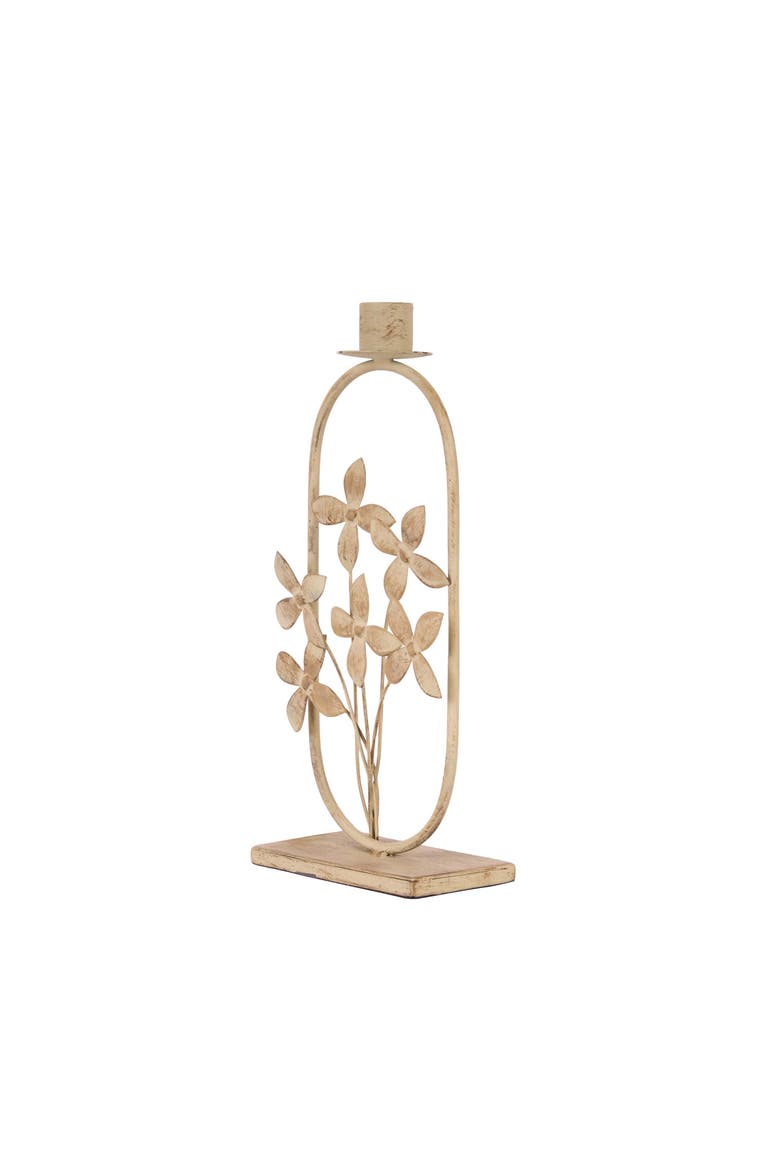 Florence Flower Taper Candle Holder, Alternate, color, Gold