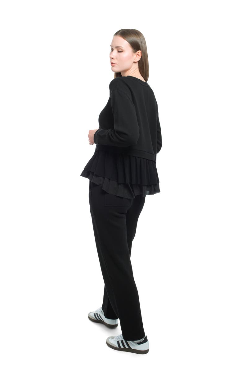 WILT Clothing Round Neck Mix Media Sweatshirt, Alternate, color, Black