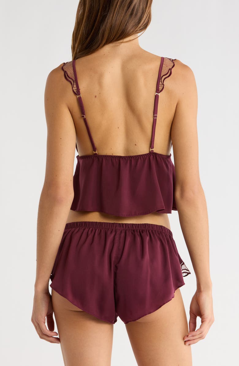 Bluebella Marabel Embroidered Trim Satin Camisole & Shorts Set, Alternate, color, Cherry Lacquer/ Sheer