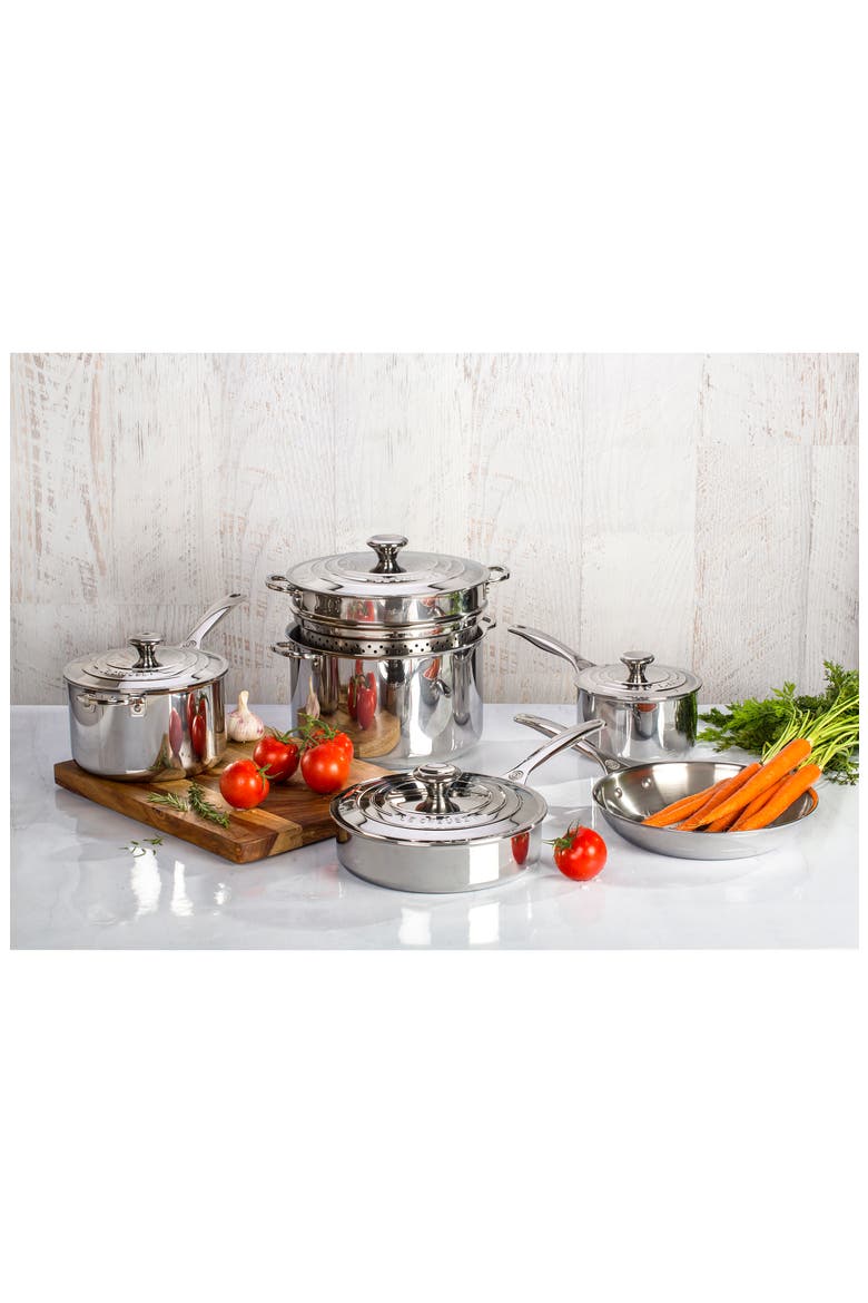 Stainless Steel Cookware 10-Piece Set, Alternate, color, STAINLESS STEEL