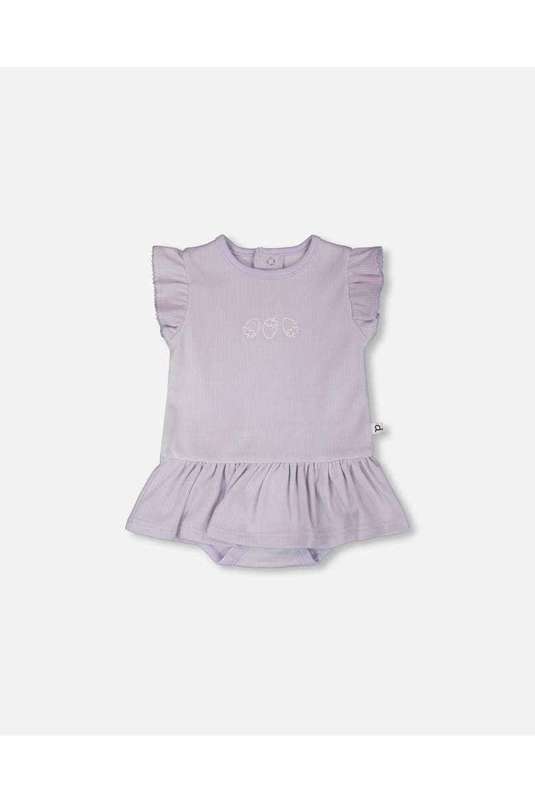 Cotton Rib Jersey Romper with Frill, Main, color, Lilac