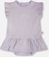 Deux par Deux Cotton Rib Jersey Romper with Frill