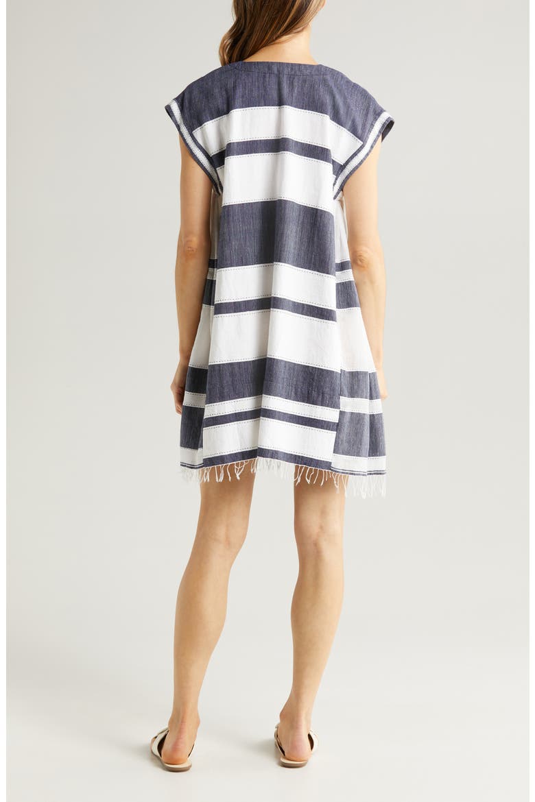 Elina Cotton Cover-Up Caftan, Alternate, color, DEBRE NAVY