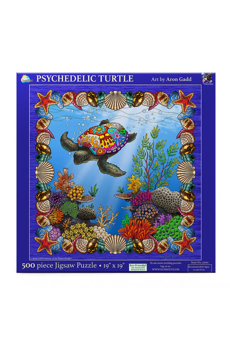 Psychedelic Turtle 500 piece Jigsaw Puzzle for Adults, Alternate, color, Multicolor