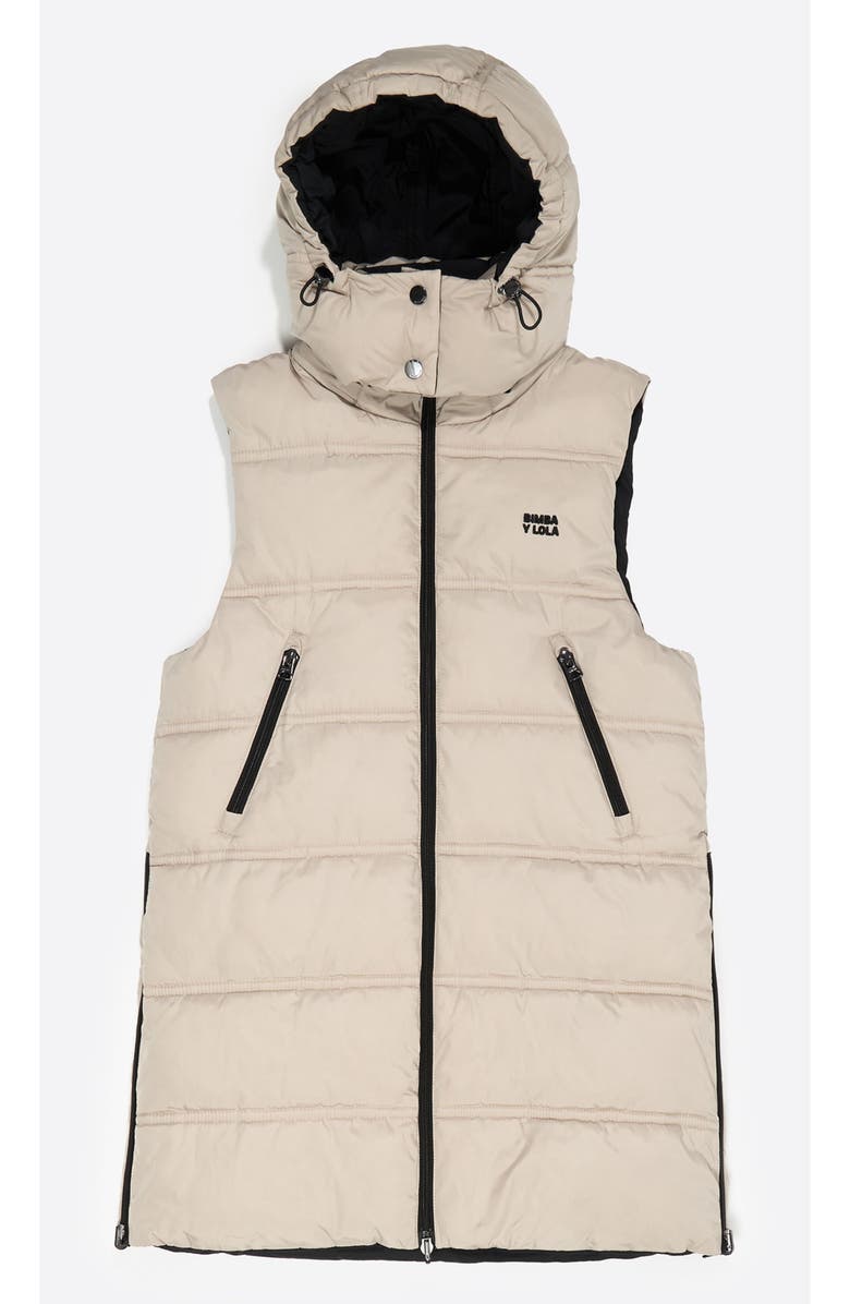 Bimba y Lola Hooded Reversible Vest, Main, color, Stone