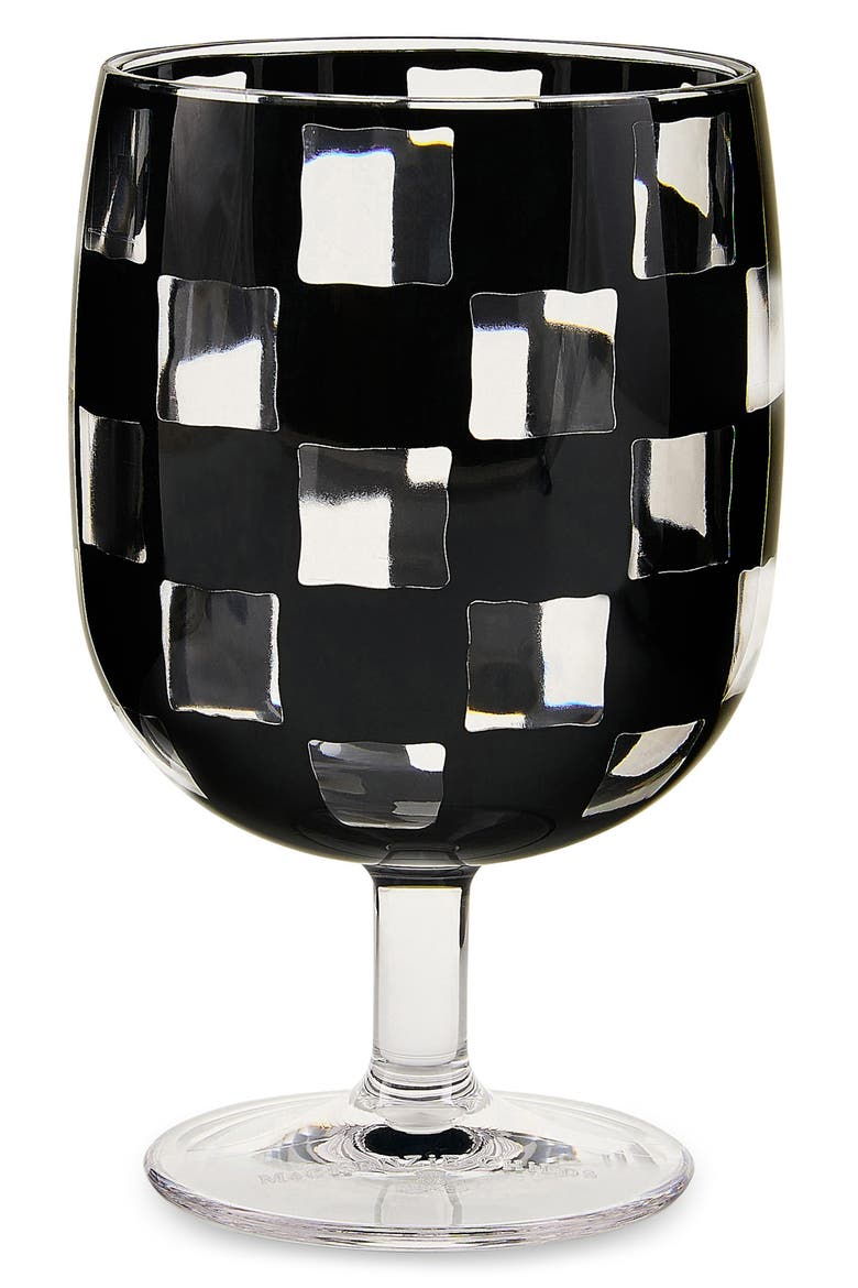 Set of 4 Black Check Acrylic Water Goblets, Alternate, color, BLACK