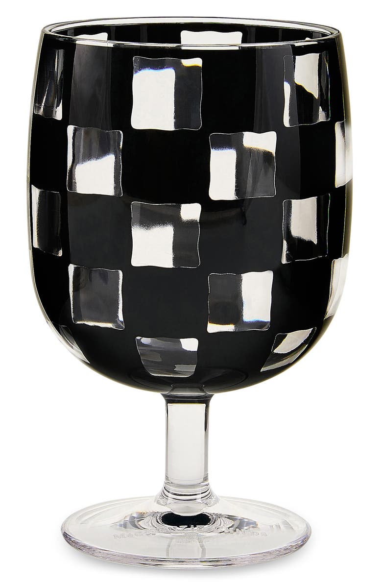 MACKENZIE CHILDS Set of 4 Black Check Acrylic Water Goblets, Alternate, color, Black