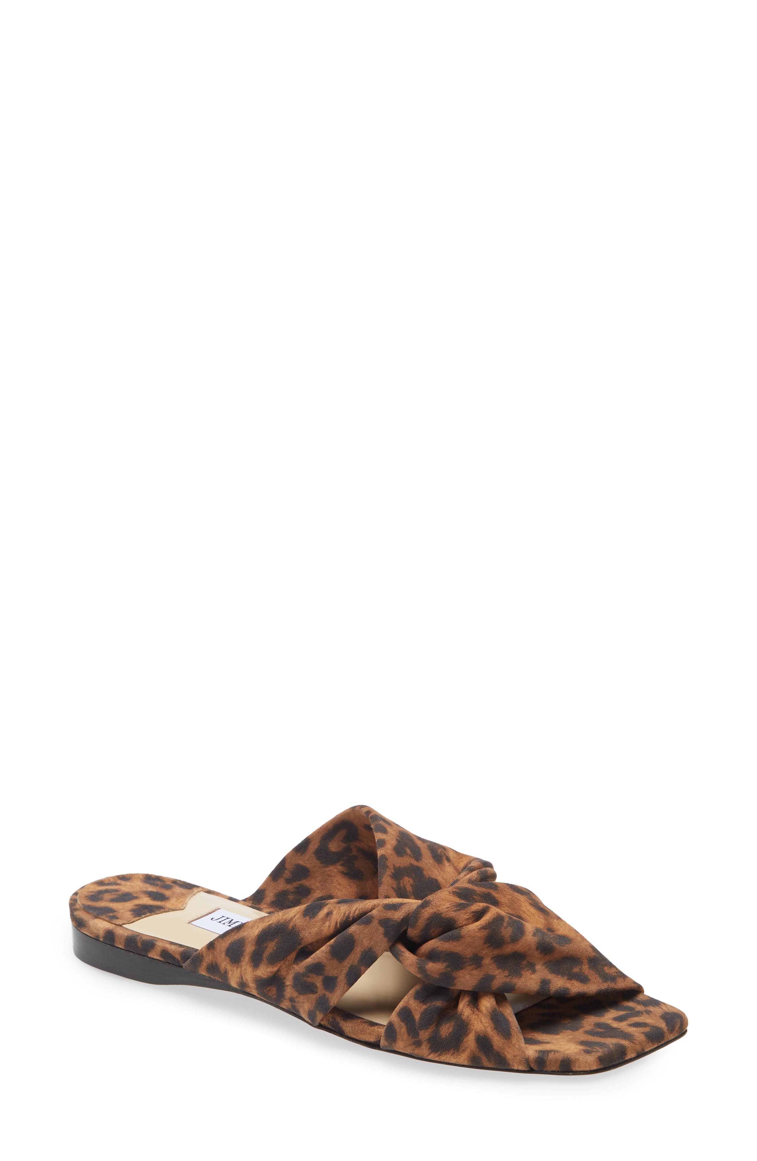 Jimmy Choo Narisa Leopard Print Twist Slide Sandal, Main, color, 