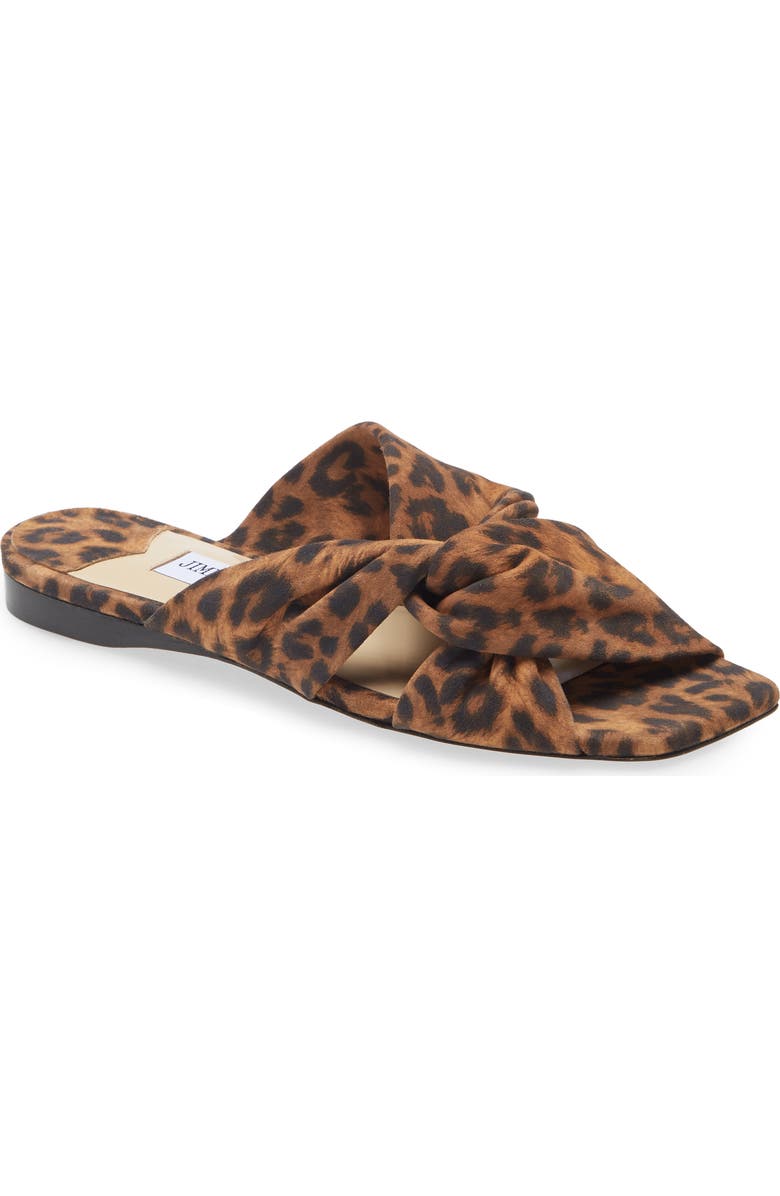 Jimmy Choo Narisa Leopard Print Twist Slide Sandal, Main, color,