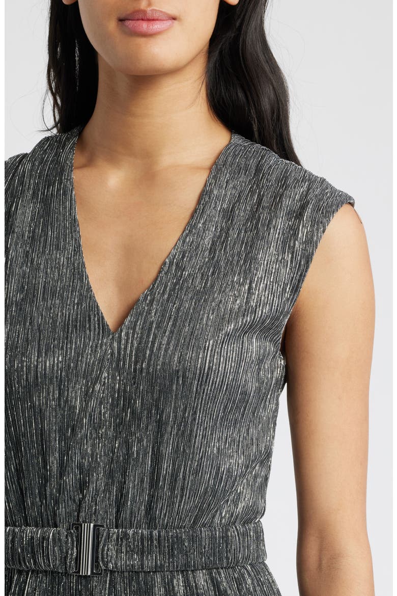Metallic V-Neck Jumpsuit, Alternate, color, SILVER