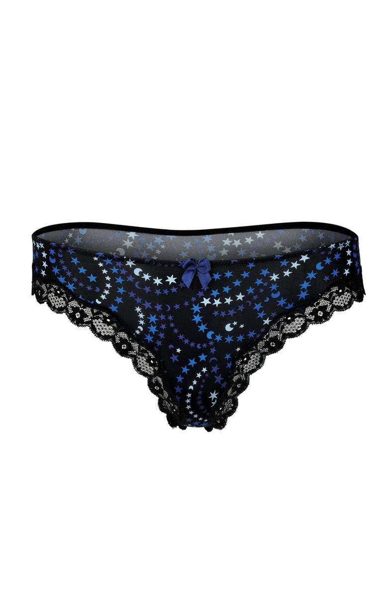 Adore Me Shea Thong Panties, Alternate, color, Novelty Black