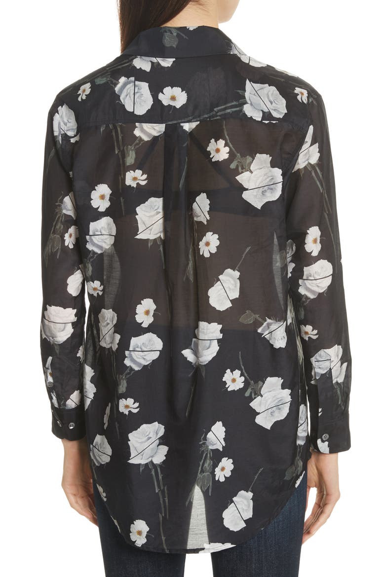 Daddy Floral Cotton & Silk Shirt, Alternate, color, TRUE BLACK MULTI