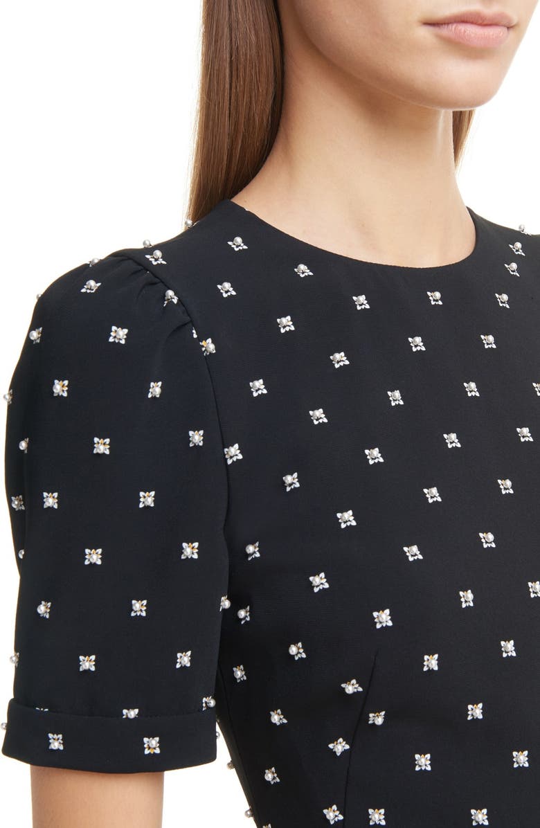 Givenchy Imitation Pearl Embellished Lily Print Dress, Alternate, color,