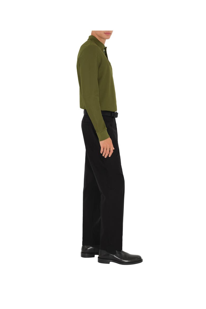 Long-sleeve Cotton Polo Shirt, Alternate, color, Olive green
