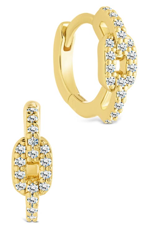 Deborah Cubic Zirconia Buckle Huggie Hoop Earrings