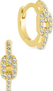 Sterling Forever Deborah Cubic Zirconia Buckle Huggie Hoop Earrings