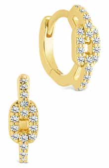 Sterling Forever Deborah Cubic Zirconia Buckle Huggie Hoop Earrings