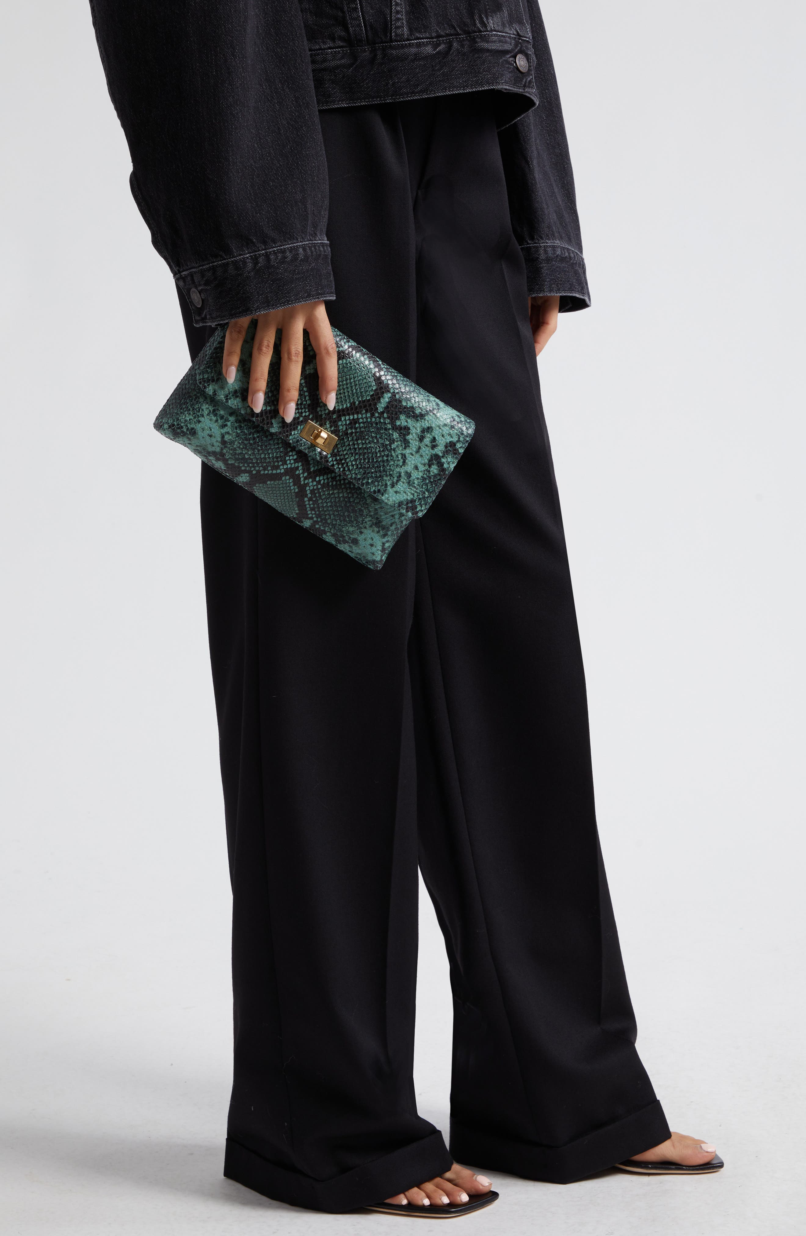 Anya Hindmarch Valorie Snake Embossed Leather Clutch, Alternate, color, 