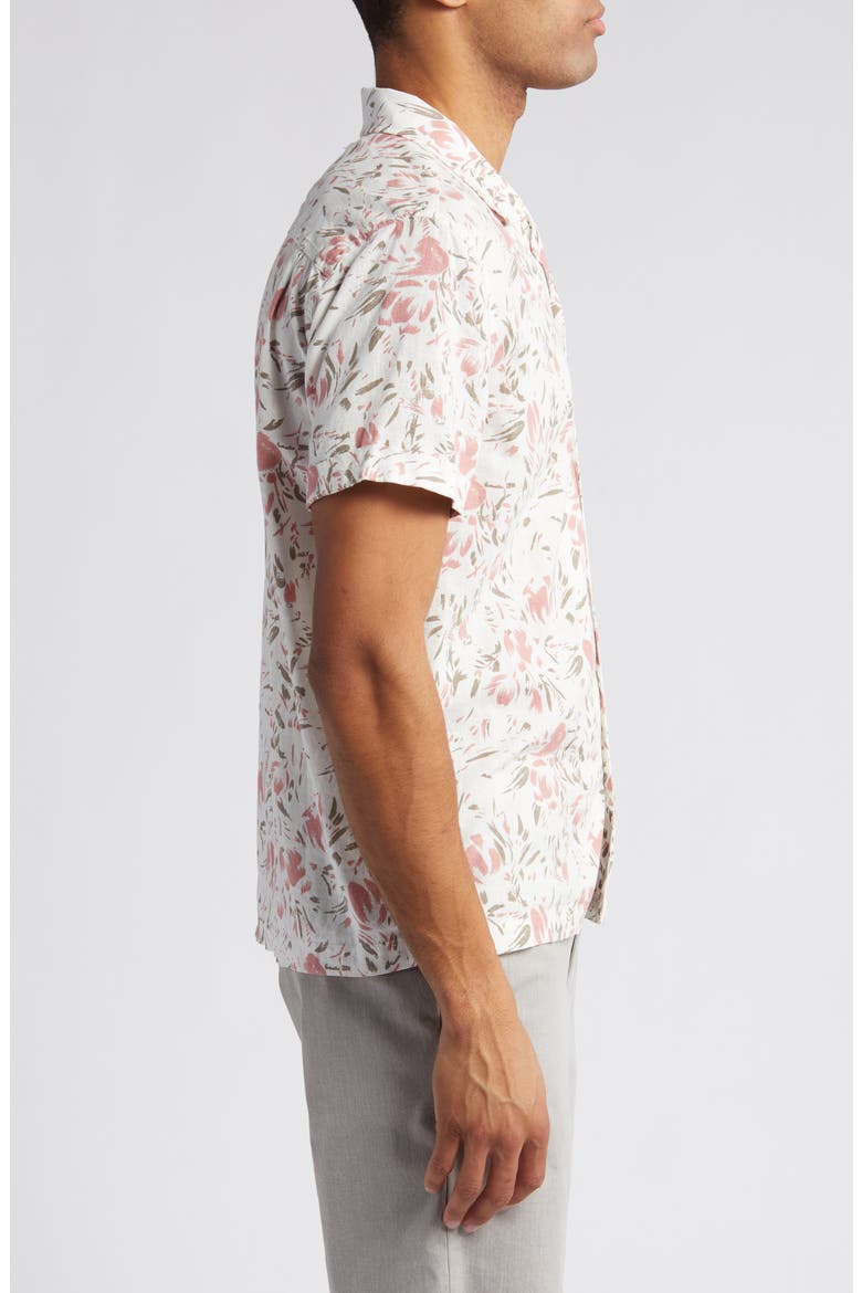 Dresden Regular Fit Floral Short Sleeve Linen Blend Camp Shirt, Alternate, color, BRUSH FLORAL WHITE
