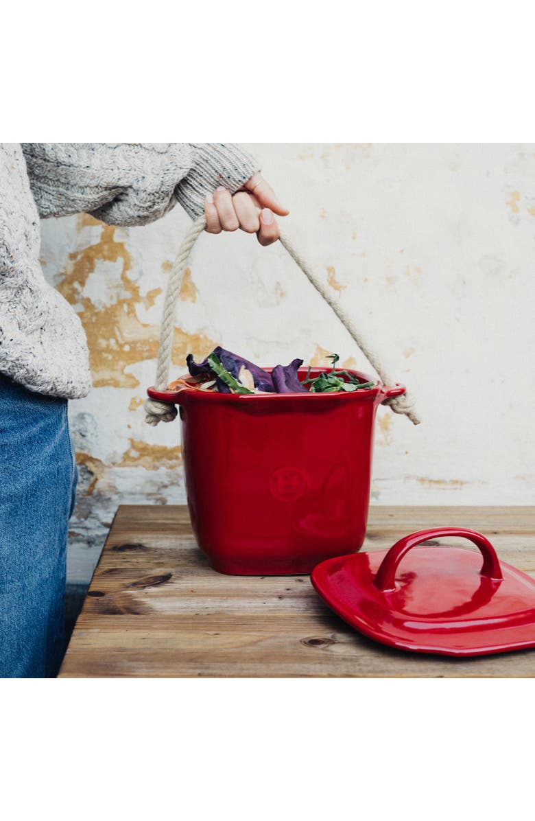 Emile Henry Compost Bin, Alternate, color, Burgundy