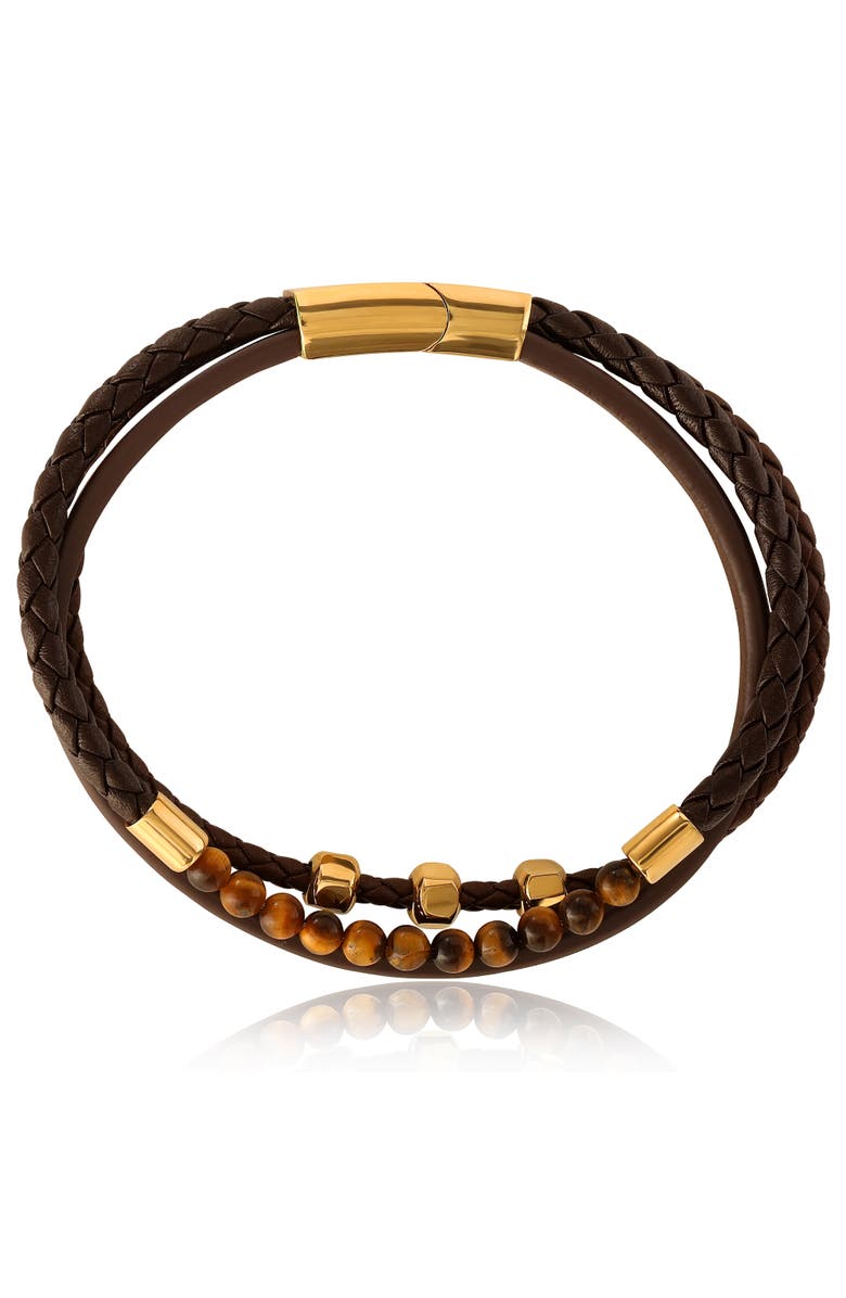 Lucky Brand Stainless Steel (316L) Triple Row Cord Bracelet, Alternate, color, 