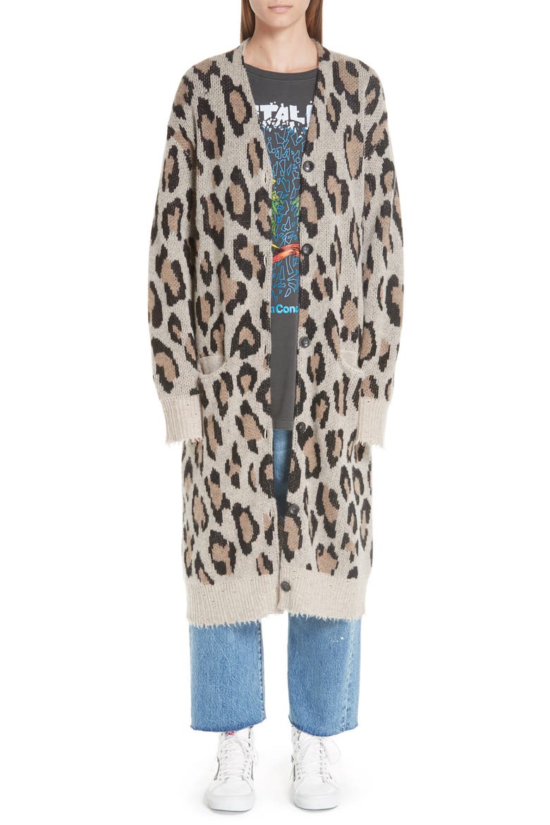 Long Leopard Cashmere Cardigan, Main, color, LEOPARD