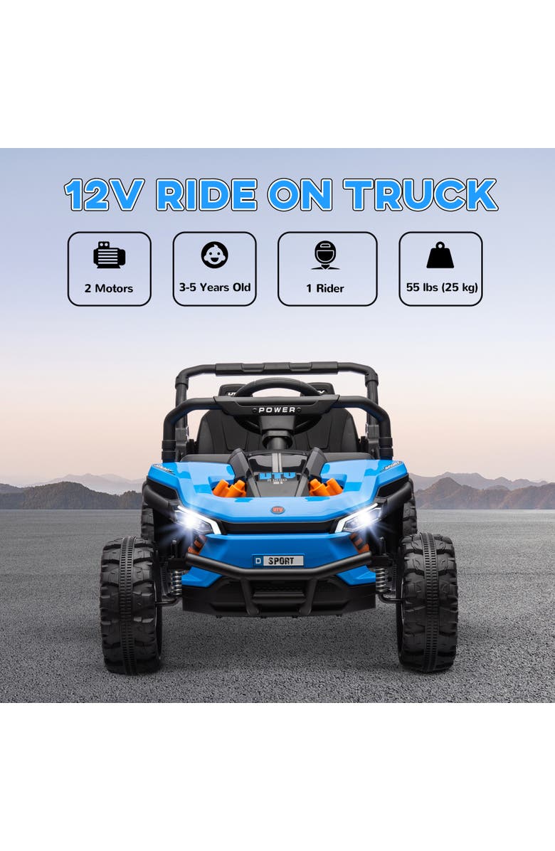 Qaba 12V Kids Ride On Truck w/ Remote Control, 4-Wheel Suspension, Alternate, color, Blue