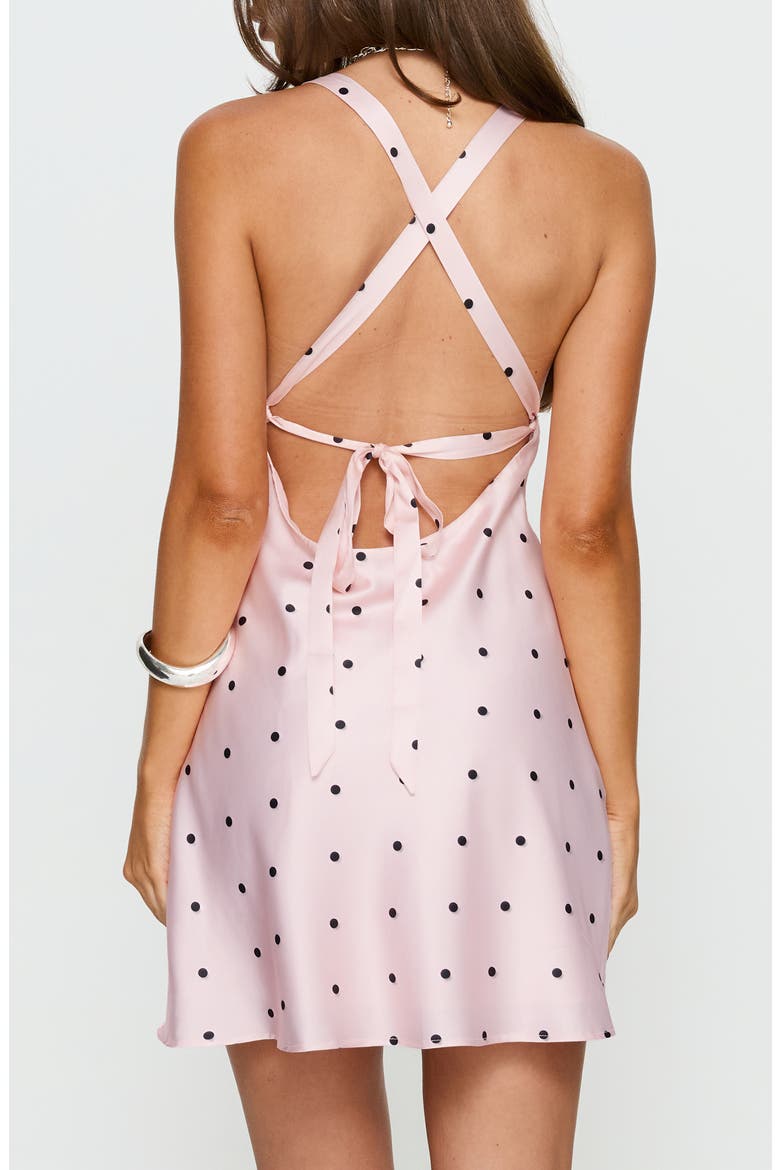 Rosabelle Satin Minidress, Alternate, color, PINK POLKA DOT