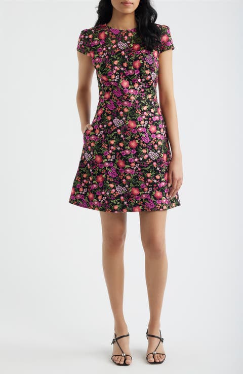 Embroidered Floral A-Line Dress