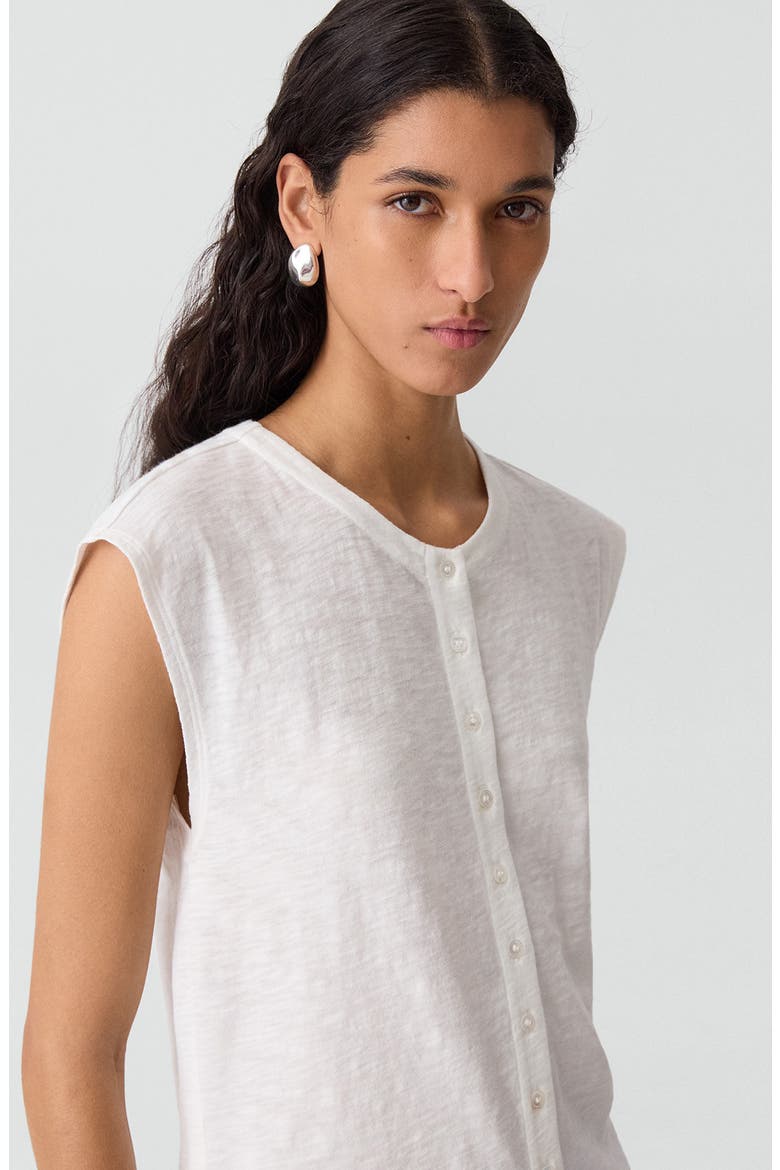 Organic Cotton Button-Up Vest, Alternate, color, WHITE