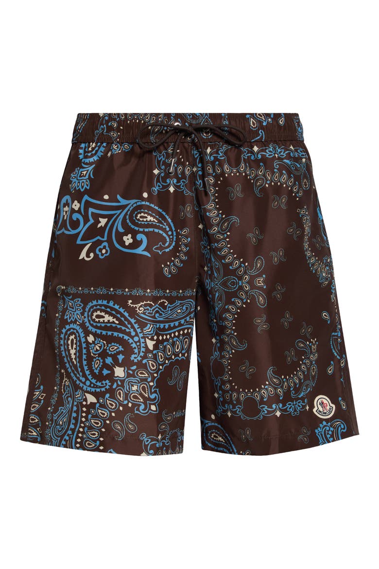 Paisley Print Swim Trunks, Main, color, PARSLEY BROWN/ BLUE