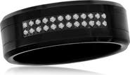 BLACKJACK Men's Black Tungsten Cubic Zirconia Band Ring