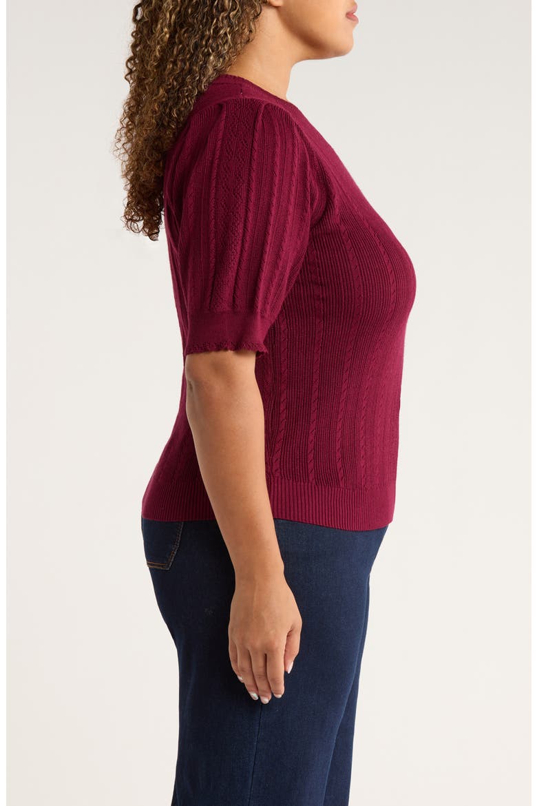 Pointelle Elbow Sleeve Sweater, Alternate, color, WILD PLUM